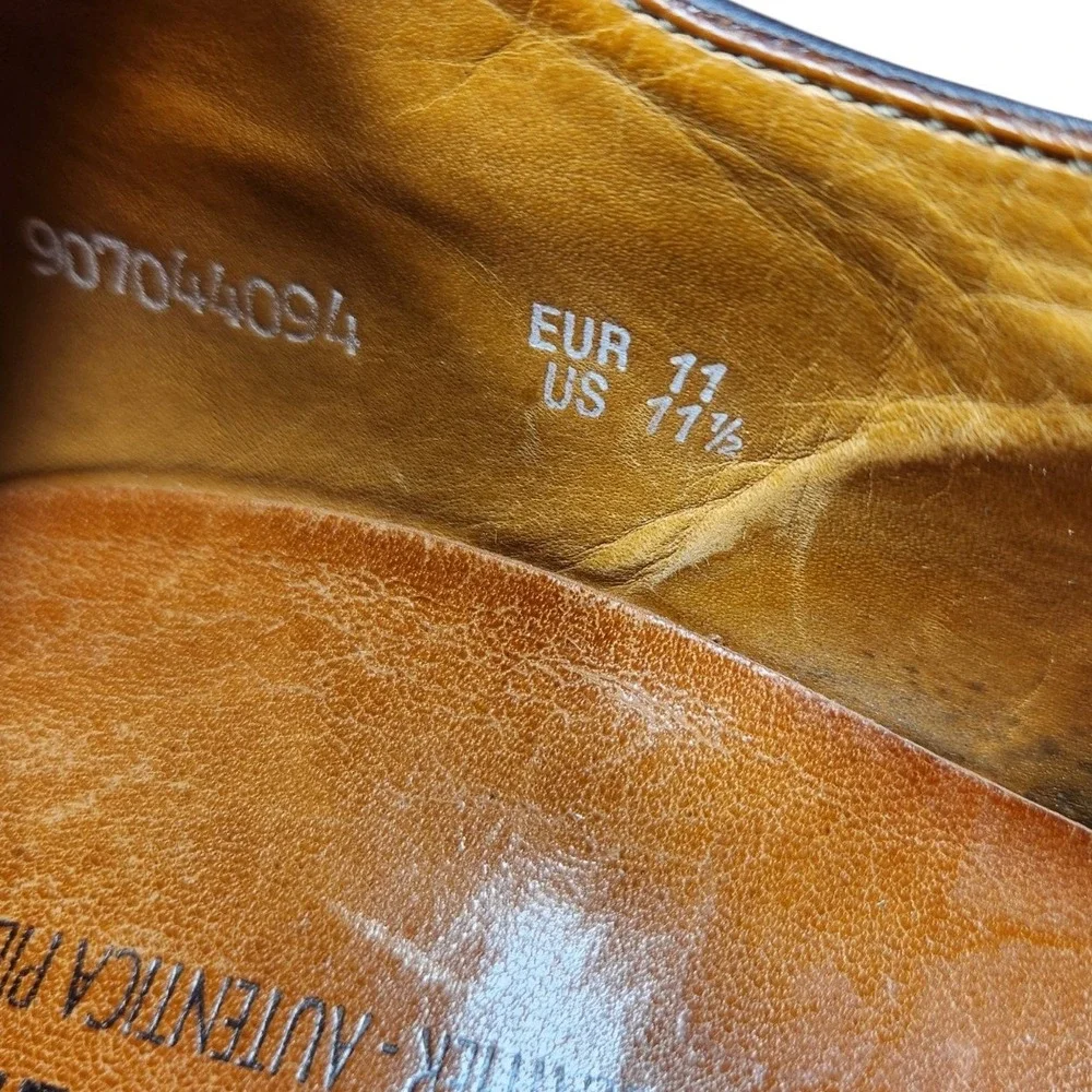 Mephisto Brown Leather Cap Derby Oxford Shoes Luxury Goodyear Welt Heritage 11.5